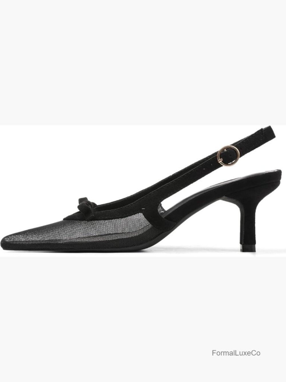 Slingback Kitten Heels Bow Ankle Strap Pointed Toe Wedding Party Pumps